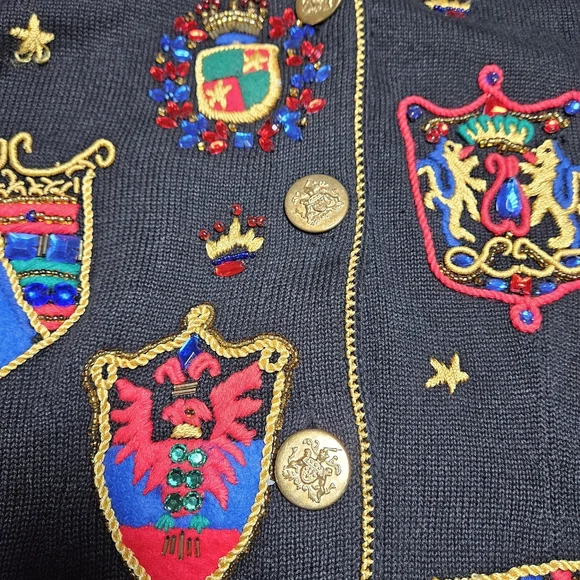 Michael Simon Beaded Black Cardigan Sweater Medium - Picture 3 of 9